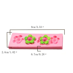 Detaillierte Maße der kleinen Blumen-Silikonform für die Kuchen- und Schokoladendekoration