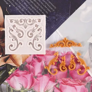 Détail du moule en silicone relief baroque vintage pour décoration de gâteaux DIY