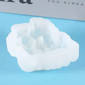 Detailed view of translucent silicone mold for DIY resin crystal cluster rockery