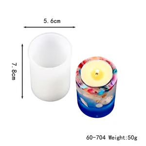 Detail of cylindrical silicone mold for DIY candle and resin art with dimensions
