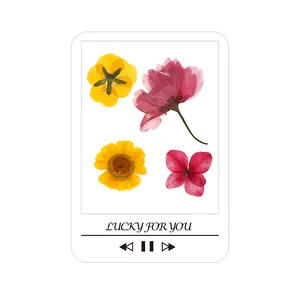 Handmade DIY dried flower stickers with music player design for creative bookmarks