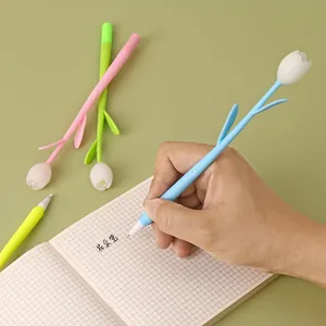 Creative Tulip Gel Pen Light Sensitive Color Changing Silicone Black Ink Flower Stationery Gift For Students Office