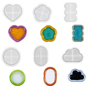 Creative DIY silicone resin molds for cloud heart shaped coasters and decorative trays