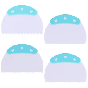 Juego de Raspadores de Pasteles de Plástico Espátula para Crema Fondant Herramienta Decorativa Con Escala Borde Serrado Onda