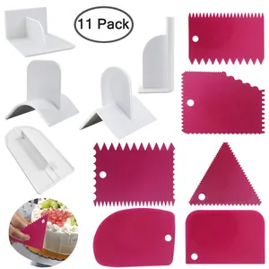 Plastic Cake Scraper Cream Scraper Dough Cutter Serrated Edge Smoothing Decorating Tools For Kitchen Baking DIY Decorating