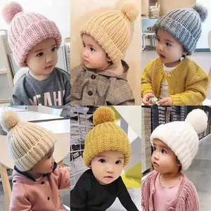 Kinderen Winter Gebreide Muts Beanie Met Grote Pompon Warm Zacht Acryl Omslagmuts Voor Jongens Meisjes Peuter Buiten Accessoire