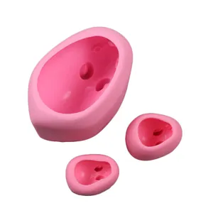Set di tre stampi in silicone a forma di coniglio 3D rosa per dolci e cioccolato DIY