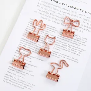 Kreative metallene Büroklammern in Roségold, verschiedene Formen, auf Magazinseite