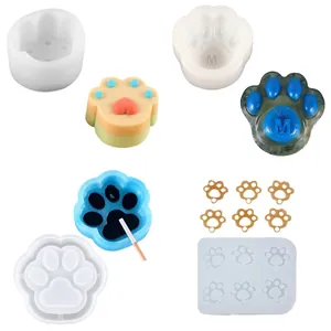 Moldes de silicona versátiles de pata de gato para velas, resina y repostería DIY