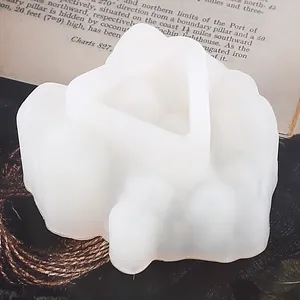 Close-up of translucent white silicone crystal cluster mold for DIY resin crafts