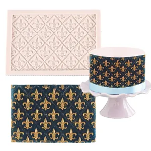 Elegante Silikonform mit Fleur-de-Lis-Muster für Fondant-Kuchendekoration und DIY-Backen
