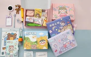 Children's stationery gift box set with cute cartoon character illustrations