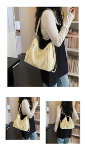 Collage showing multiple ways to wear this cream large hobo tote for daily commute