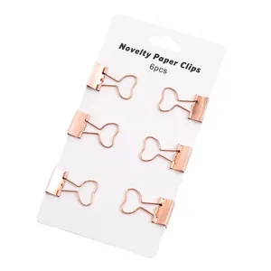 6er Set hochwertige Metall-Foldback-Klammern in Herzform Roségold für Büro und Schule