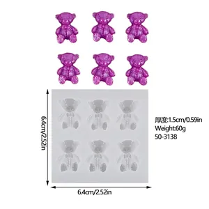 Professional 6-cavity mini bear silicone mold for chocolate and resin DIY crafts