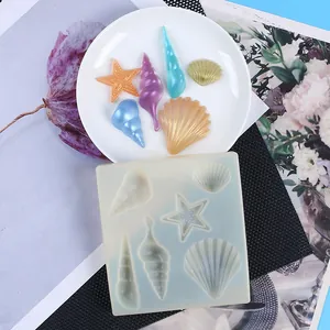 Silicone resin mold set featuring seashell and starfish shapes for DIY resin crafts