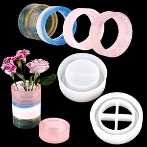 DIY silicone resin mold set for flower pots and storage boxes with finished samples