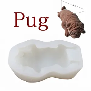 3D Pug dog silicone mold for DIY mousse cake ice cream and handmade chocolate making