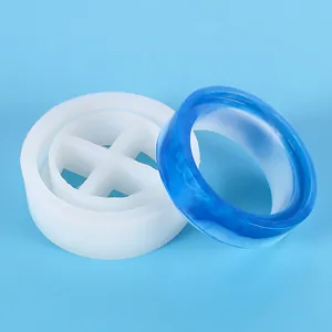Detailed view of DIY silicone mold with a blue resin-finished storage box component