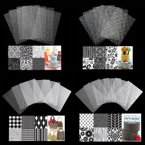 6 Stück Transparente Kunststoff Kuchen Textur Matten Floral Geometrische Prägematte Set Für Fondant Keks Backen Kuchen Deko Werkzeuge