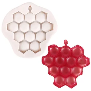 Molde de silicona con forma de panal y uva para colgantes de resina DIY y repostería