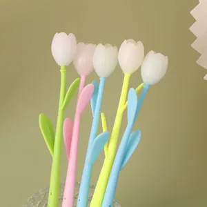 Creative color-changing tulip flower silicone gel pens for school and office gift set