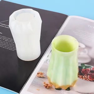 Silicone DIY mold for resin flower vase with geometric prism design for home decor
