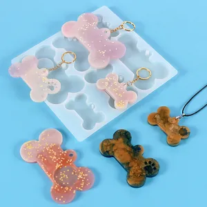 Knochenform Silikonform für DIY Harz-Schlüsselanhänger und Hundemarken mit Glitzer