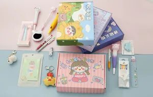 Creative cute surprise mystery blind box stationery set for kids with pens and notebooks