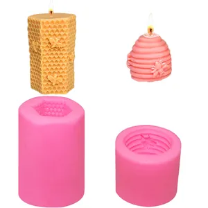 Moldes de silicona 3D de abeja y panal para velas aromáticas y jabones artesanales DIY