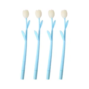 Four creative light-sensitive color-changing tulip-shaped gel pens with silicone grips