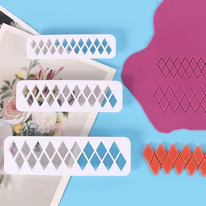 Detail view of 3pcs rhombus geometric cutters for DIY baking and clay sculpting