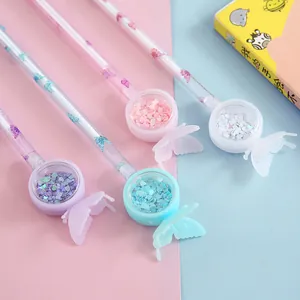 Colorful heart sequin gel pens with butterfly decorations for students stationery