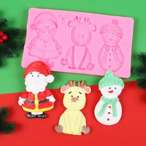 Weihnachts-Silikonform mit Weihnachtsmann-, Rentier- und Schneemannmotiven und Modellen