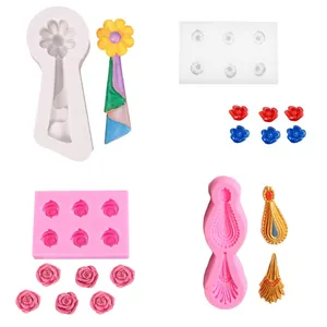 Vista dettagliata degli stampi in silicone per rose e fiori fai da te per dolci