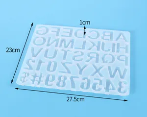 Grand moule en silicone pour lettres majuscules et chiffres en résine, 27,5x23cm.