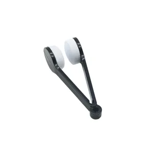 Portable black V-shaped glasses lens cleaning tool with soft white microfiber pads