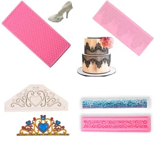 Giant Lace Border Silicone Mold Jewelry Pad Fondant Cake Decorating Tool DIY Baking Craft Wedding Chocolate Mold