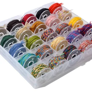 Premium 25-Farben-Set handgesponnenes Baumwollgarn mit transparenten Spulen für DIY-Schmuck