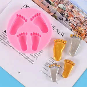 3D Babyfüße Form Silikonform Für DIY Epoxidharz Ton Seife Handarbeit Kuchen Dekoration Rosa Runde Silikonform Werkzeug