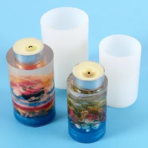 Cylindrical silicone molds for DIY epoxy resin candle holders and decorative resin crafts