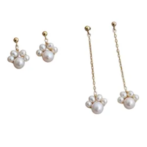 Exquisite mit 14 Karat Gold gefüllte Perlenohrringe mit Katzenpfoten-Design für Eleganz.