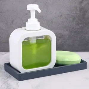 Detailed view of dark grey silicone storage tray for bathroom hand soap and dispenser