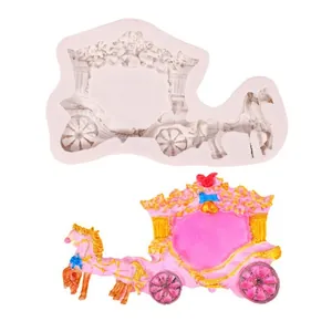 Macro detail of royal horse carriage silicone mold showing intricate carving patterns
