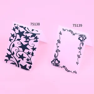 DIY plastic embossing folders with star and heart patterns for scrapbooking crafts