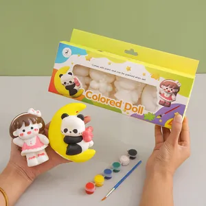 Kit de poupée en vinyle à colorier DIY avec ensemble de 6 peintures et pinceau