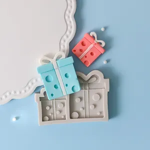 Detalle del molde de silicona caja de regalo 3D para decoración de pasteles y dulces