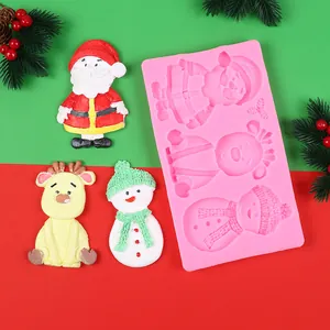 Detailansicht der Weihnachts-Silikonform mit Weihnachtsmann, Rentier und Schneemann