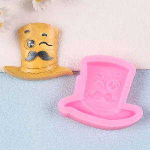 Siliconen mal in de vorm van een hoge hoed met snor voor DIY fondant en chocolade decoratie