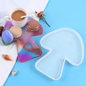 Stampo in Silicone a Forma di Fungo e Foglia per Colata di Resina Vassoio Sottobicchiere Piatto Portagioielli Fai da Te Decorazione Casa Accessorio